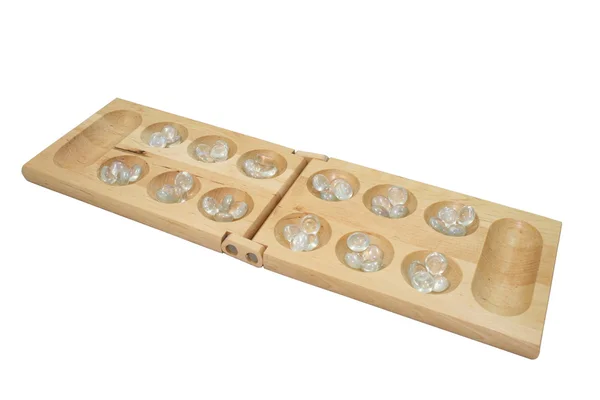 Mancala Board isolado em um fundo branco — Fotografia de Stock