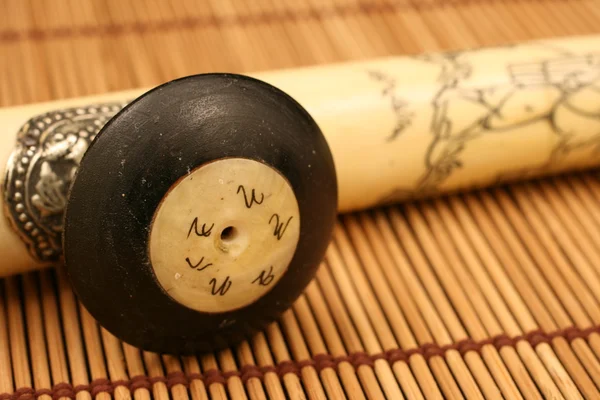 Opium Pipe On A Bamboo Mat — Stock Photo, Image