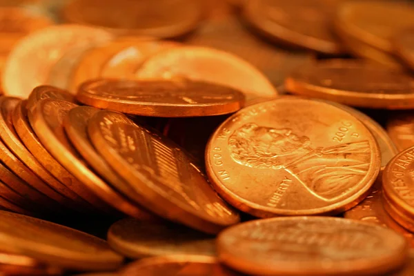 Pennies Extreme Close Up — Stock Photo, Image