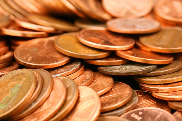 Pennies Extreme Close Up — Stock Photo, Image