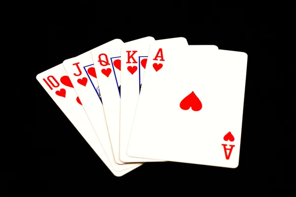 Royal flush op een zwarte achtergrond — Stockfoto