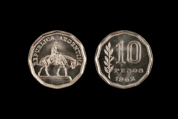 Deset peso mince z Argentiny — Stock fotografie