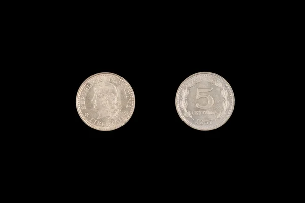 Argentina Coin On Black — Stok Foto