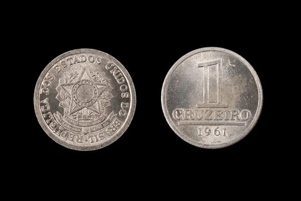 Stary jedna moneta cruziero z Brazylii — Zdjęcie stockowe