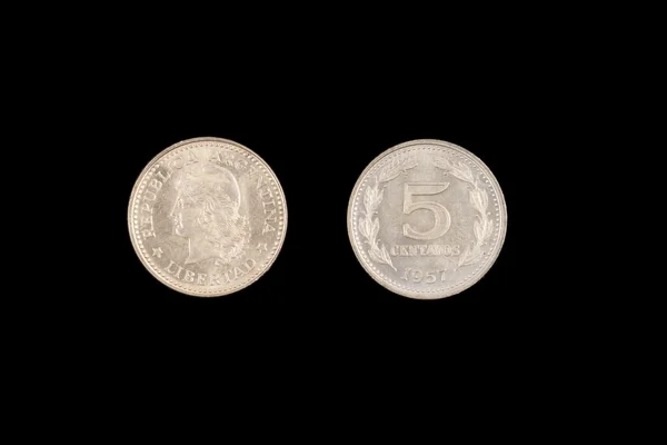 Staré mince 5 centavos z Argentiny — Stock fotografie