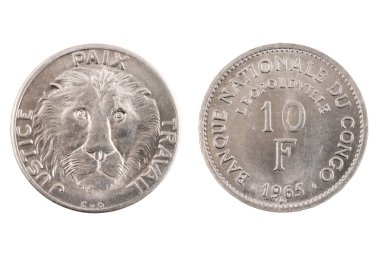 izole Belçika Kongosu 10 Frangı sikke