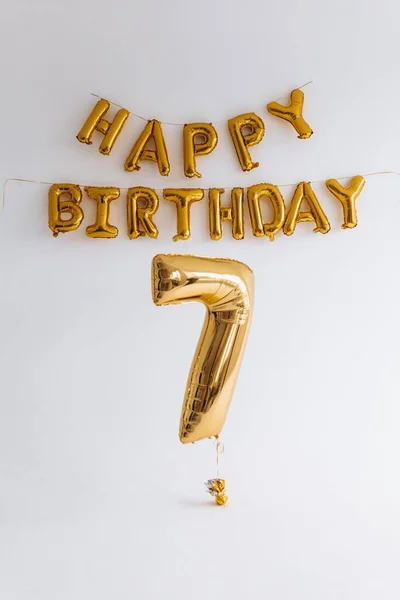 Grattis Födelsedagen Ballonger Vit Bakgrund — Stockfoto