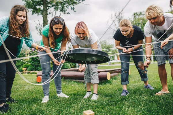 Vinnitsa Ukraine May 2019 Team Building Activities Young People Play — стоковое фото