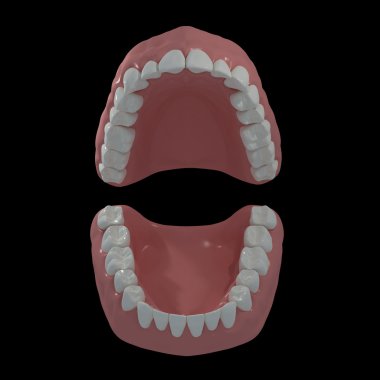 siyah arka plan üzerinde 3D diş