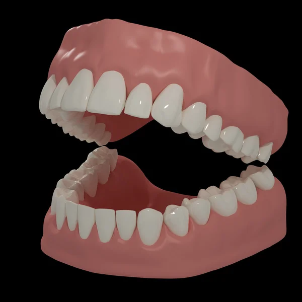 3D Zähne auf schwarzem Hintergrund — Stockfoto