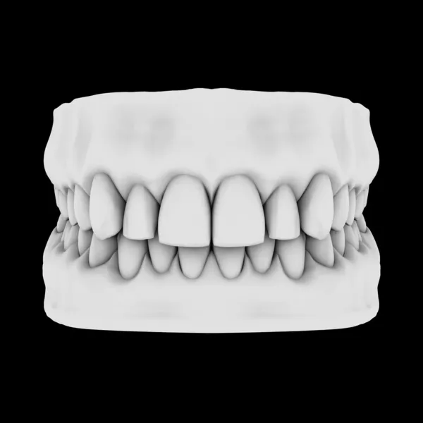 Białe zęby izolowane na czarnym tle — Zdjęcie stockowe
