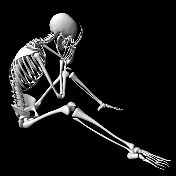 3d esqueleto renderizado de uma sessão - dor de cabeça — Fotografia de Stock