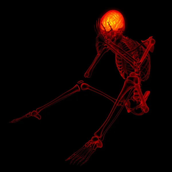 3d rendered red skeleton of a sitting — Stock Photo, Image