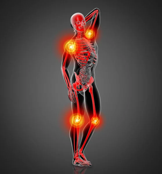 Render Skeleton Rays Red Side View — Stock Photo, Image