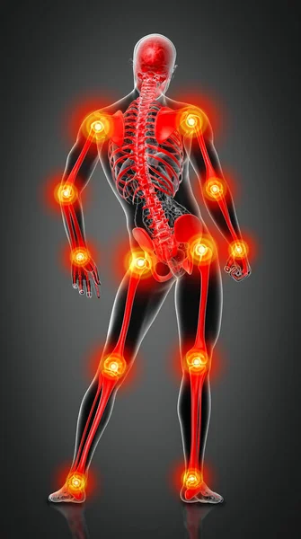 Render Skeleton Rays Red Front View — Stock Photo, Image