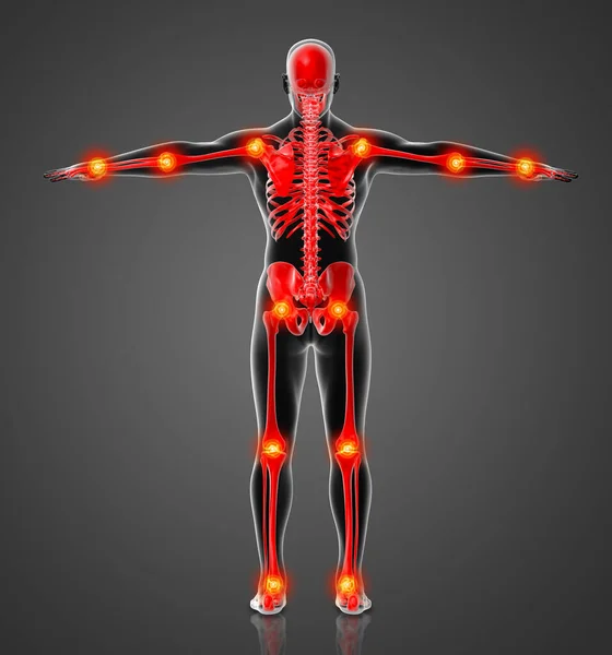 Rendered Red Skeleton Back View — Stock Photo, Image