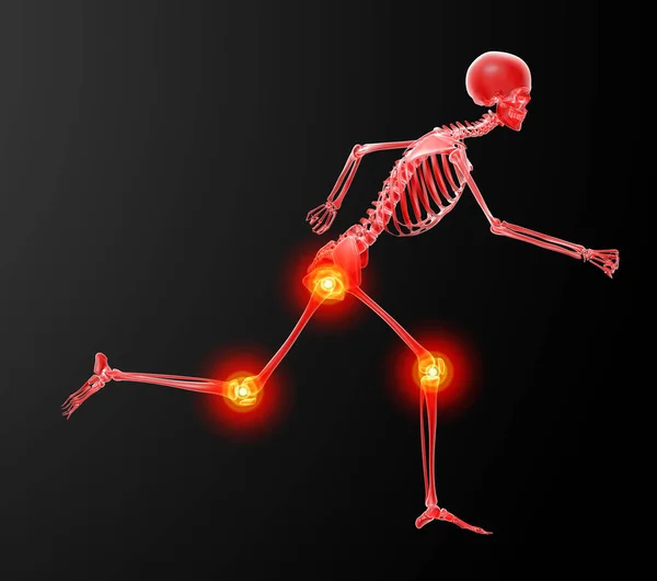 Running Skeleton Rays Red Side View — Stock Photo, Image