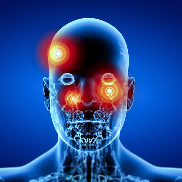 Blue Lymphatics Head Front View — Stock Photo, Image