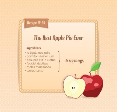 sevimli çizgi apple ile parlak tarifi kart.
