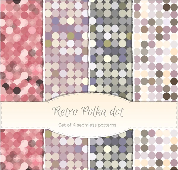 Vintage polka dot seamless patterns, set of four. — Stock Vector