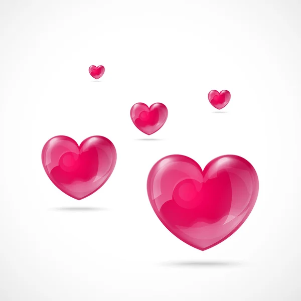 Glanzend rood hart Valentijnsdag illustratie — Stockvector