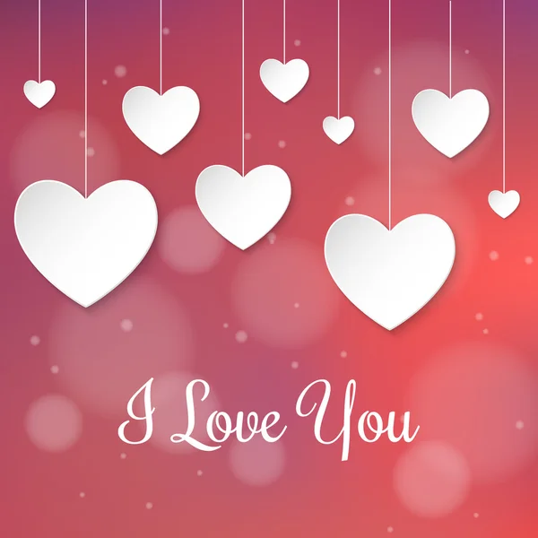 Sevgililer günü kartı ile 3d kağıt Kalpler — Stok Vektör