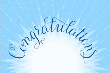 Congratulations lettering illustration hand written design on a lite-blue background clipart