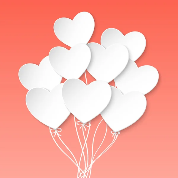 Valentines Day Heart Balloons on pink background — Stock Vector