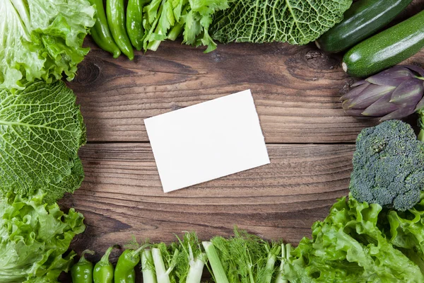 Vegetables with paper — Stock Photo, Image