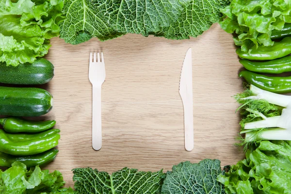 Vegetables and cutlery — Stock Photo, Image