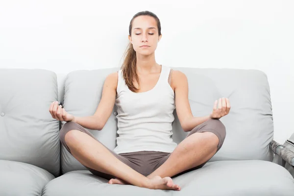 Yoga meditation at home — Stock Photo, Image