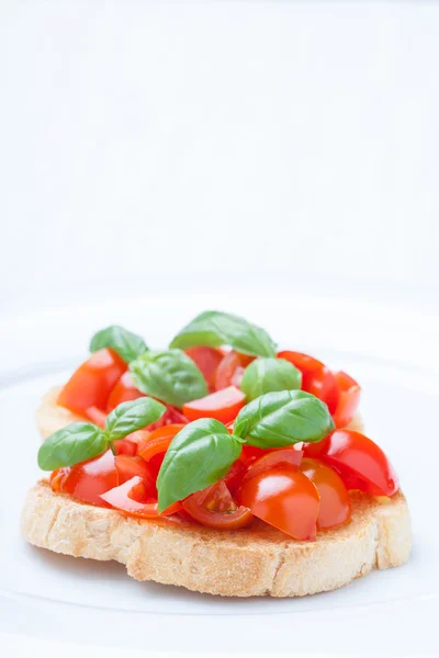 Bruschetta fraîche à la tomate et aux basi — Photo
