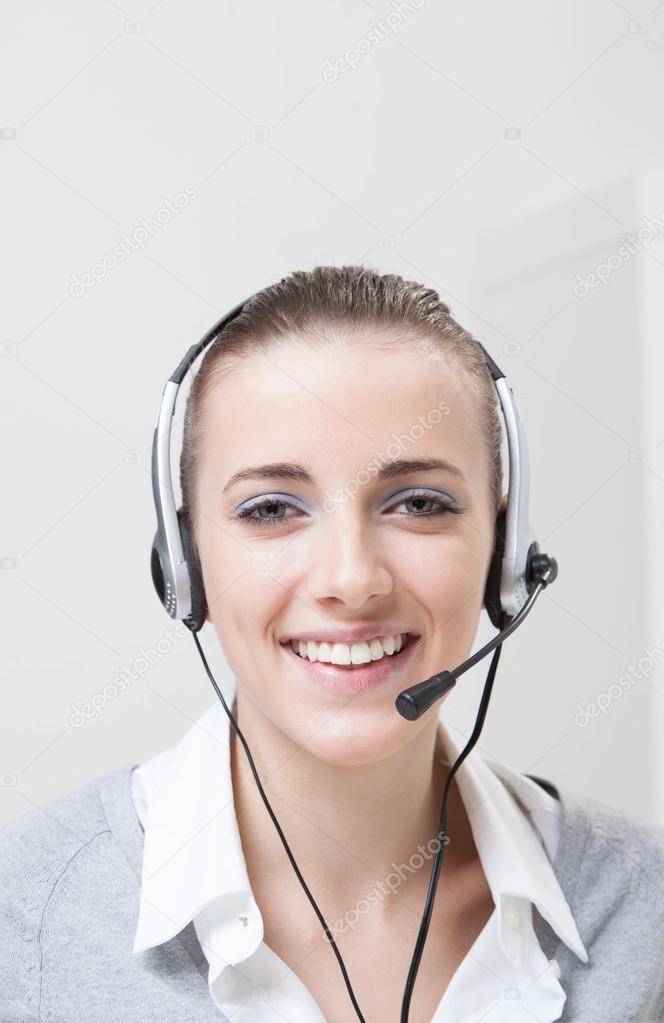 Cute business customer service woman smilin