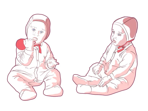 Fille avec jouet rouge — Image vectorielle