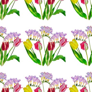 buket Lale ve fressia.seamless desen.