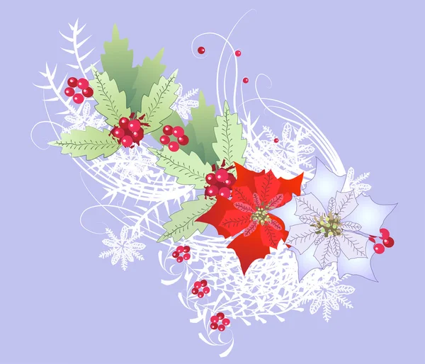 Rama de Navidad con copos de nieve y bayas — Archivo Imágenes Vectoriales