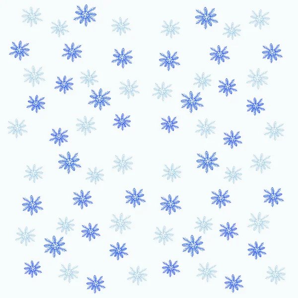 Motif sans couture avec flocons de neige sur un fond bleu — Image vectorielle