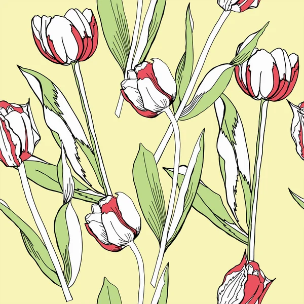 Seamless pattern with tulips — Stock Vector