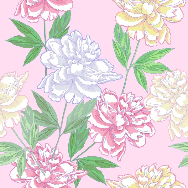 Rosa seamless pattern con peonie — Wektor stockowy