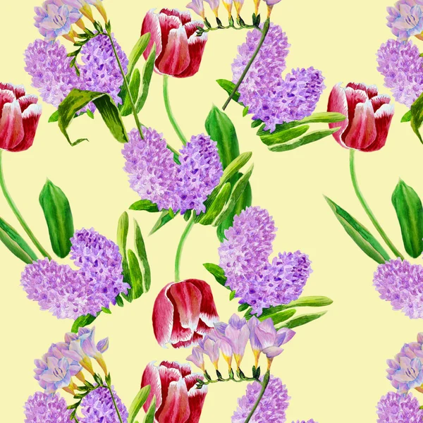 Seamless pattern with red tulips — Stock Photo, Image