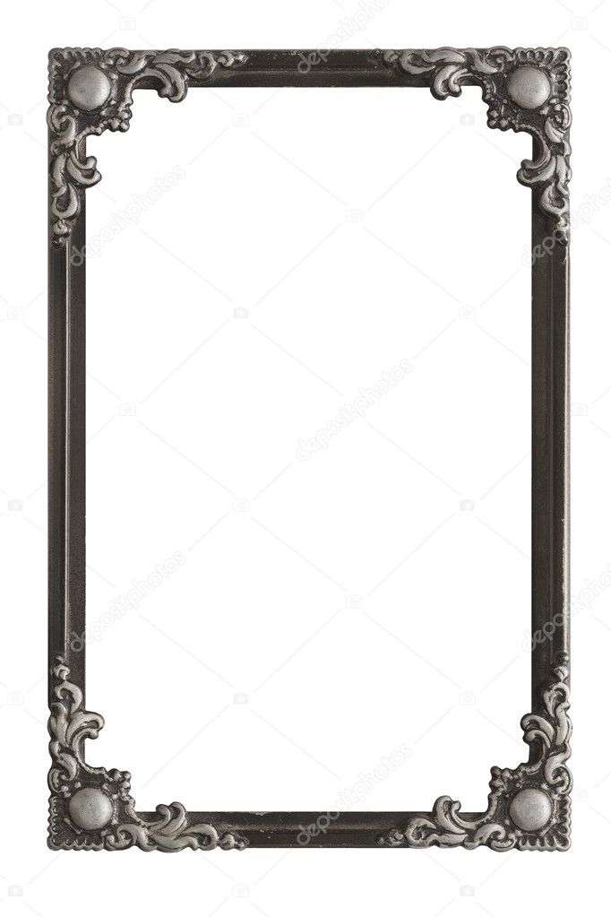 Isolated Old Antique Frame With Floral Ornaments Isolated On White