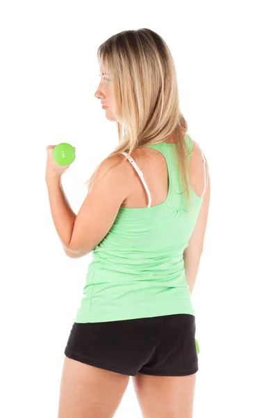 Mujer en ropa deportiva aislada en blanco —  Fotos de Stock