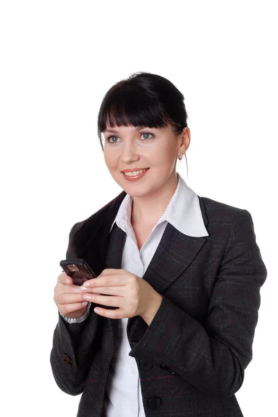 Charming young woman in a dark business suit — Stock Photo, Image