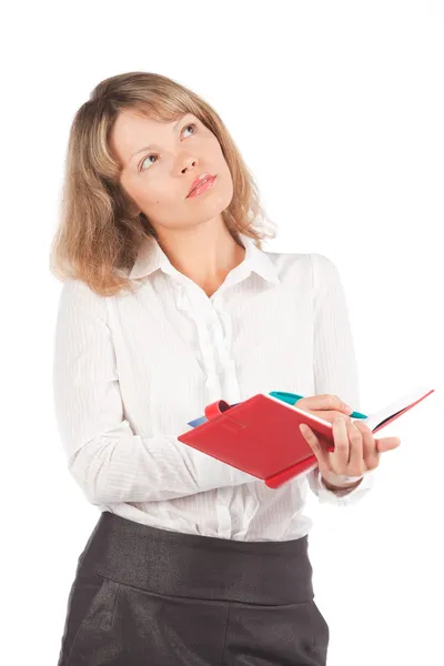 Charmante zakenvrouw op een witte achtergrond — Stockfoto