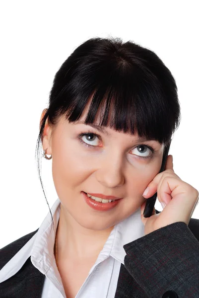 Charming young woman in a dark business suit — Stock Photo, Image