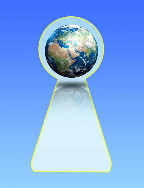 View of the planet earth through the keyhole — Stock Photo, Image