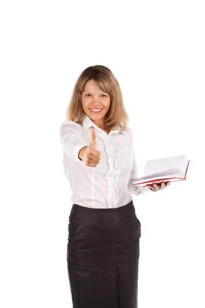 Encantadora empresaria sobre un fondo blanco — Foto de Stock