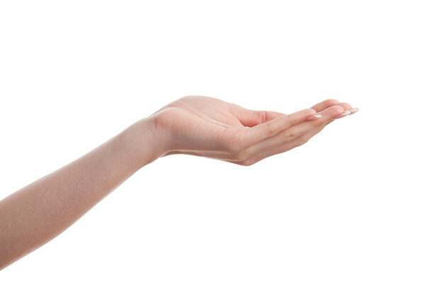 Empty open hand isolated on white background