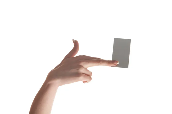 Female hand holding blank card — Stock Photo, Image