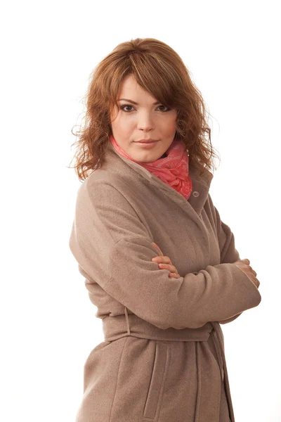 Portrait of cute woman in coat — Stock Photo, Image